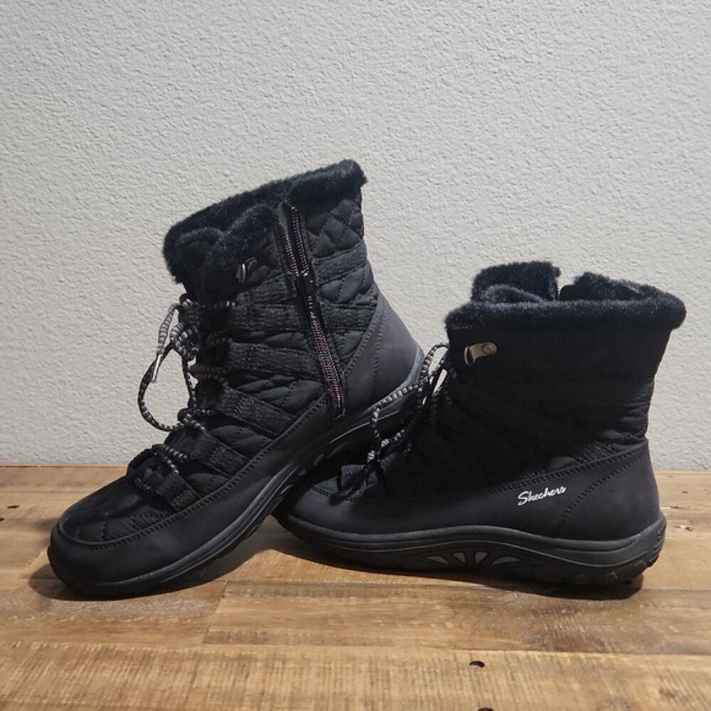 Skechers Women’s Black Faux Fur Lined Winter Boots Size 7.5 NWOB SN 49583